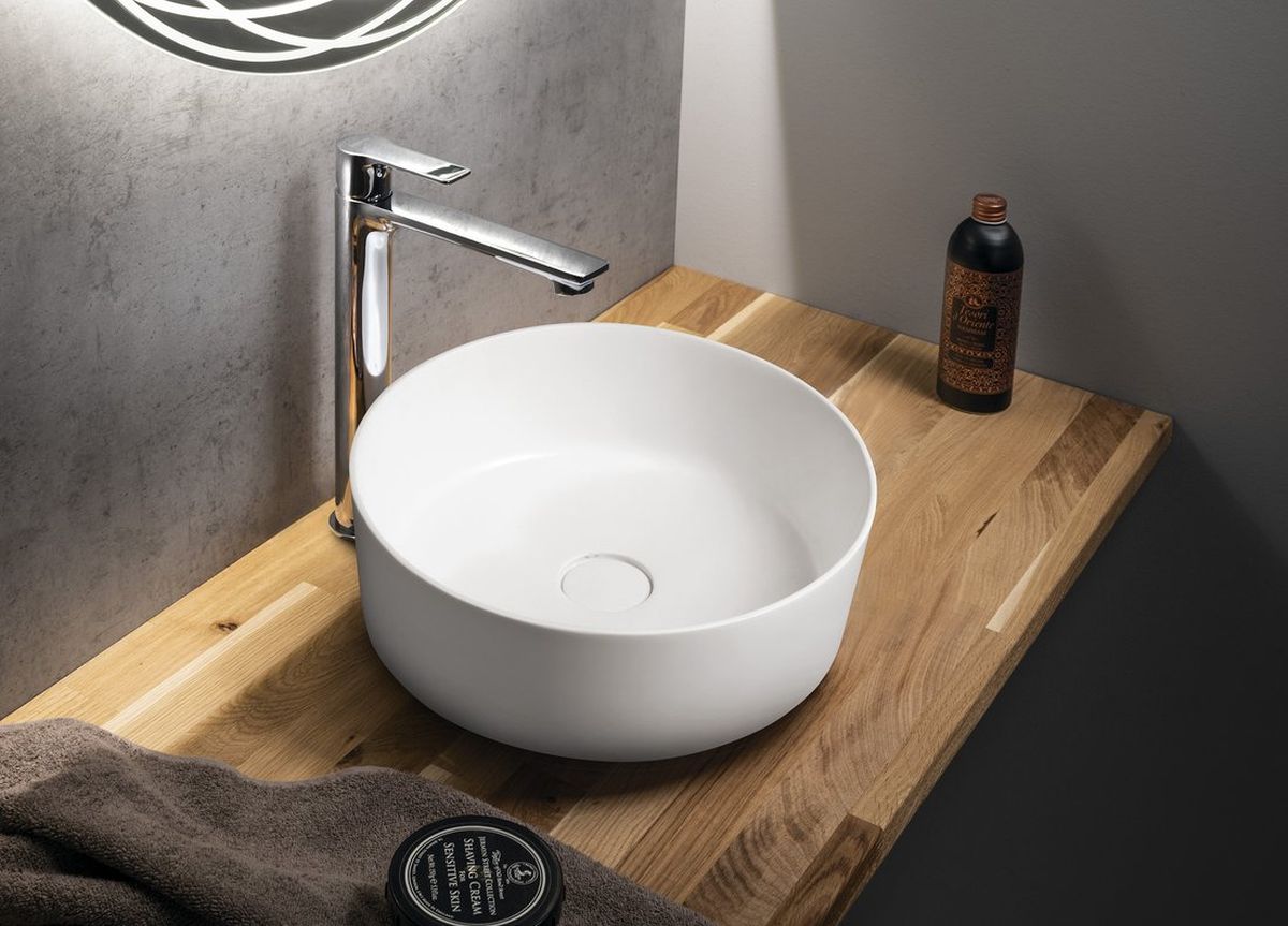 Sapho Thin umywalka 38x38 cm nablatowa okrągła biały mat WN548
