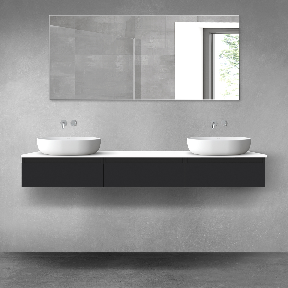 Oltens Vernal zestaw mebli łazienkowych 180 cm z blatem czarny mat/biały połysk 68506300 - Wysyłka w 24h