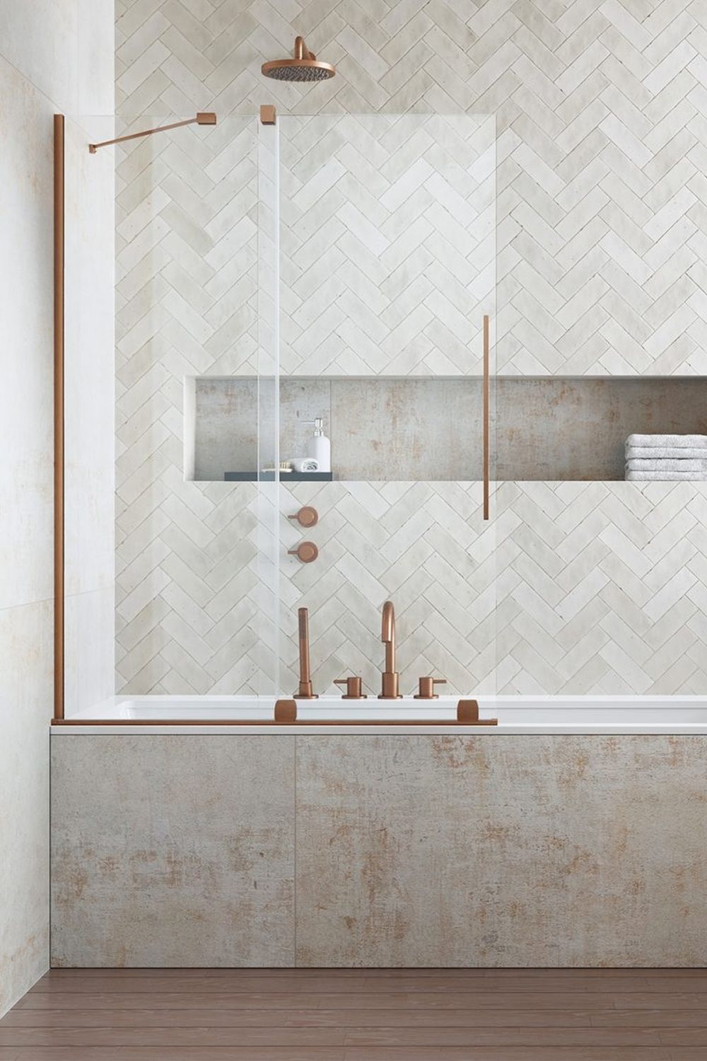 Radaway Furo Brushed Copper PND II drzwi parawanu 53,8 cm lewe miedź szczotkowana/szkło przezroczyste 10109538-93-01L