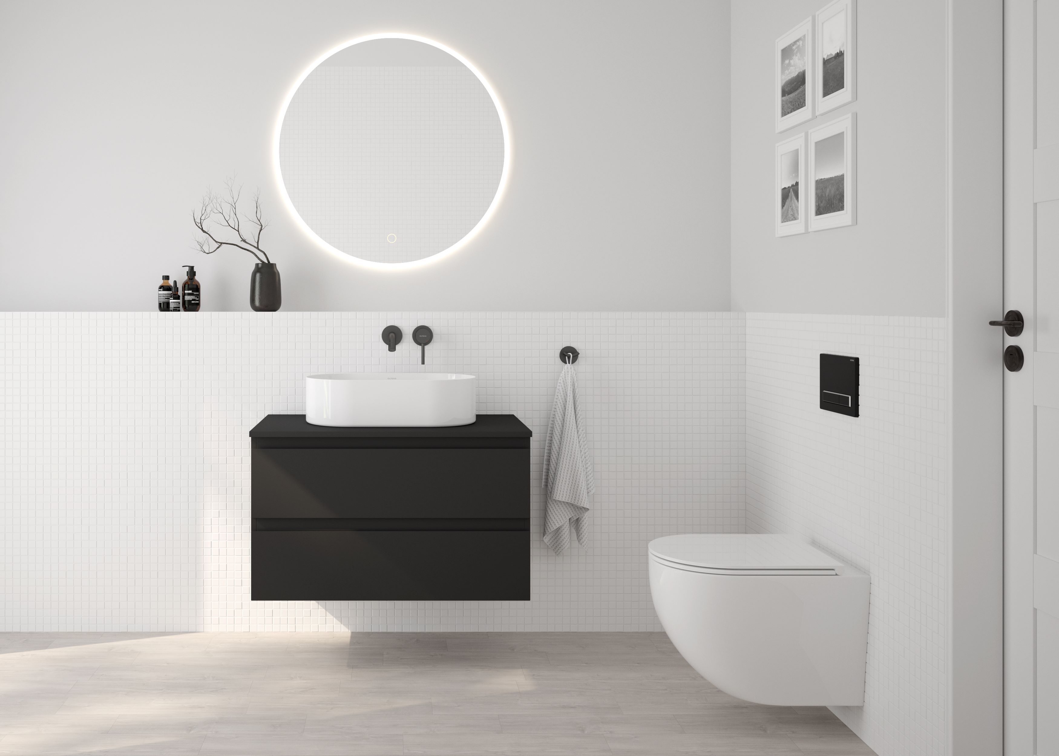 Zestaw Oltens Hamnes Kort miska WC wisząca PureRim SmartClean z deską wolnoopadającą biały 42534000 - Wysyłka w 24h