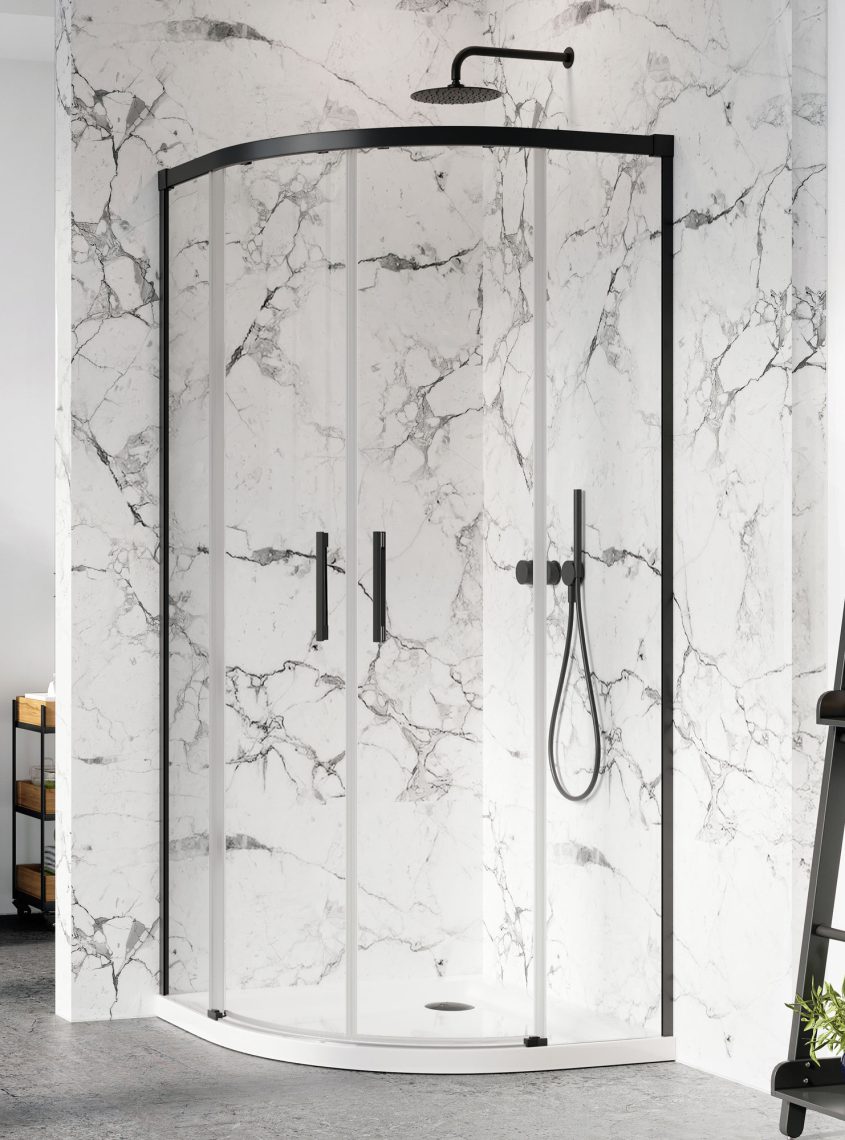 Radaway Idea PDD ścianka prysznicowa czarny mat/szkło przezroczyste 387141-54-01 - Wysyłka w 24h