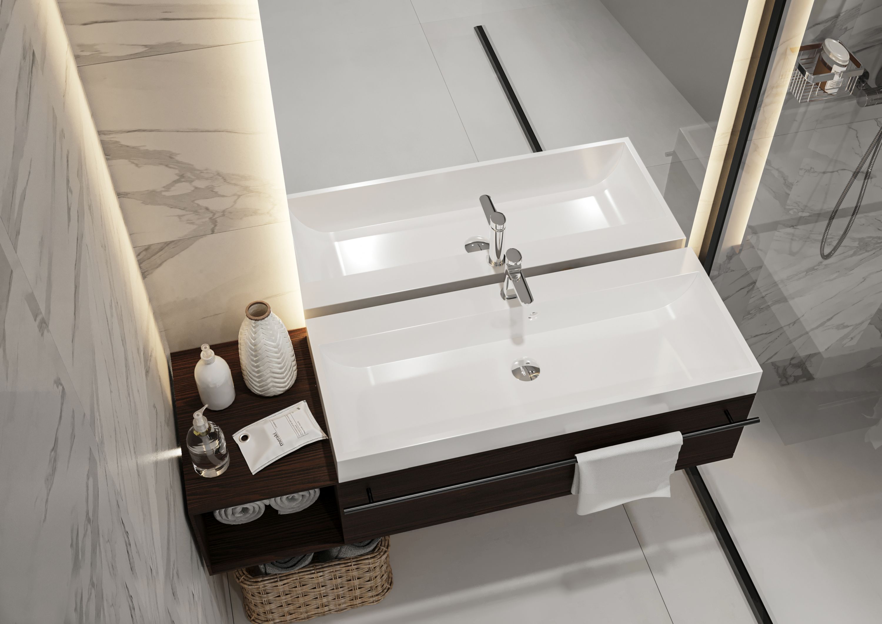 Miraggio Varna umywalka 99,4x41,8 cm nablatowa prostokątna biały połysk 0000252