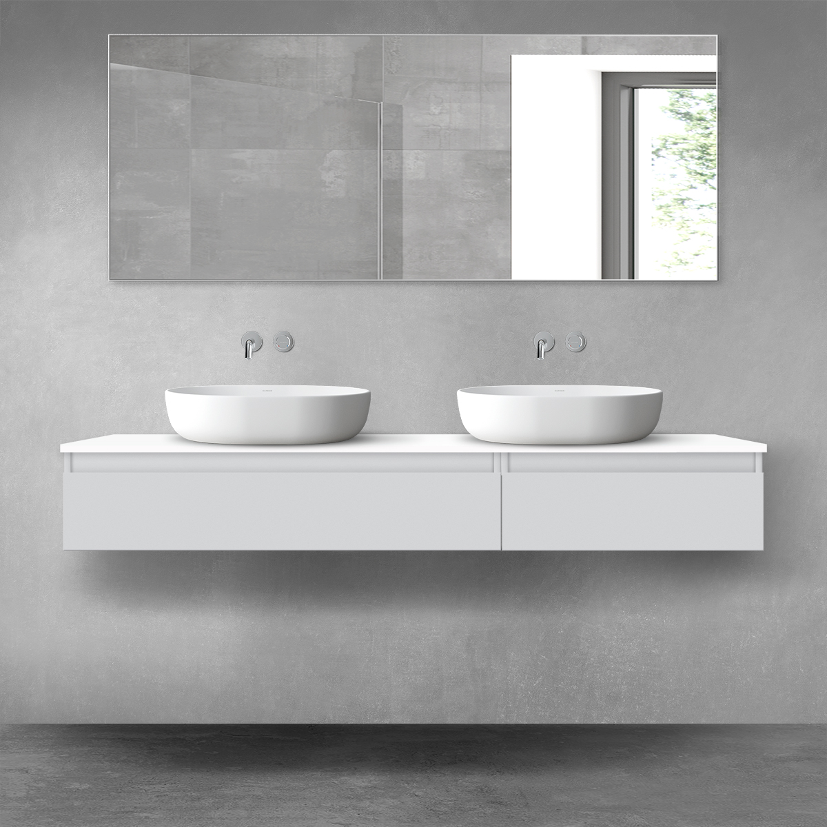 Oltens Vernal zestaw mebli łazienkowych 160 cm z blatem szary mat/biały połysk 68357700 - Wysyłka w 24h