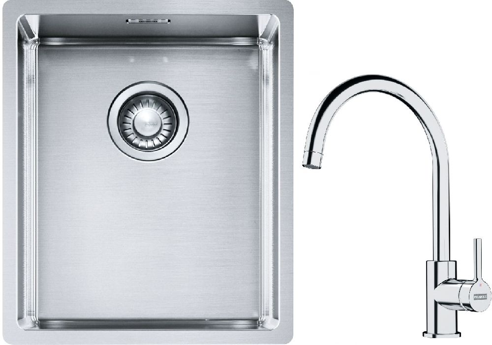 Franke Box BXX 210/110-34 zlewozmywak 38x45 cm stalowy z baterią kuchenną Lina chrom (1270453653, 1150693228)