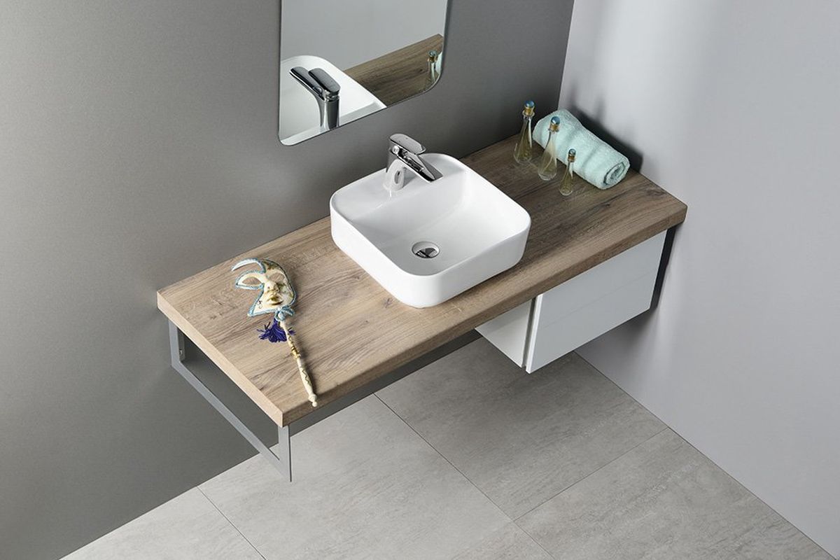 Sapho Molveno umywalka 39,5 cm nablatowa kwadratowa biała AR453