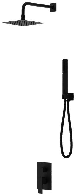 LaVita Aquila zestaw prysznicowy z baterią podtynkowy z deszczownicą czarny mat