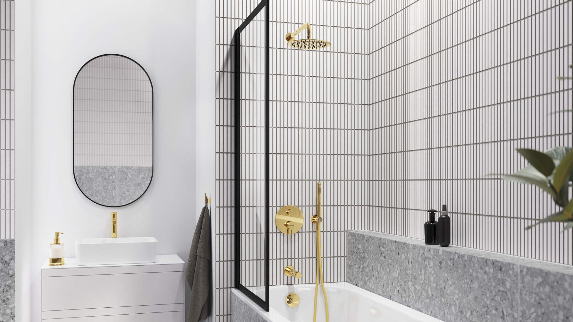 Excellent Pi zestaw prysznicowy podtynkowy z deszczownicą złoty AREX.SET.1247GL