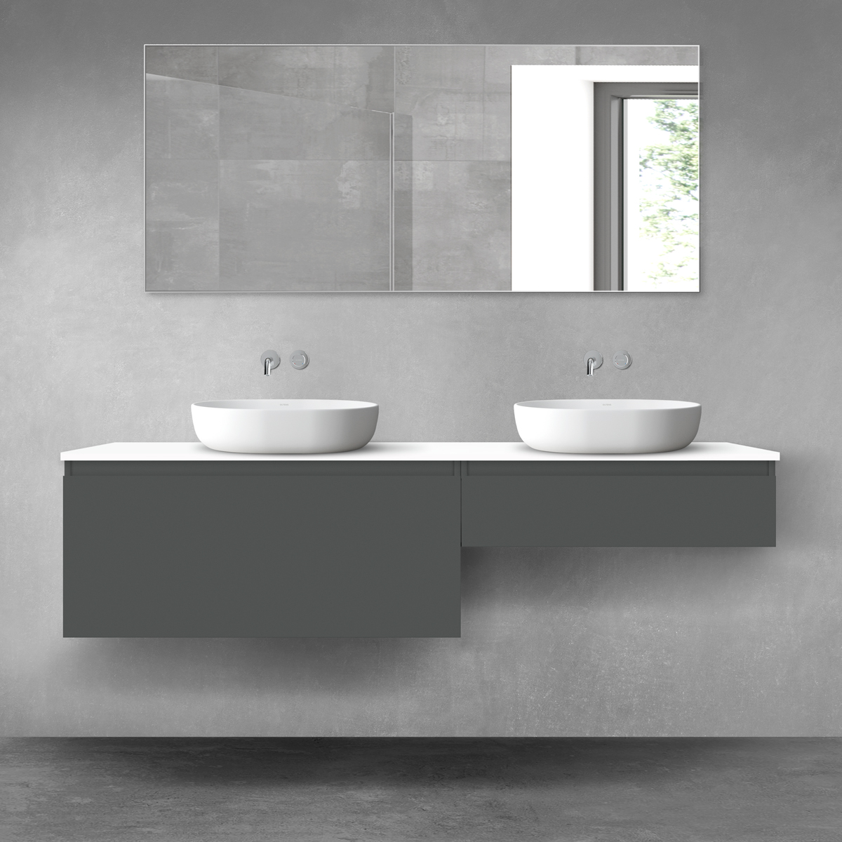 Oltens Vernal zestaw mebli łazienkowych 180 cm z blatem grafit mat/biały połysk 68575400 - Wysyłka w 24h