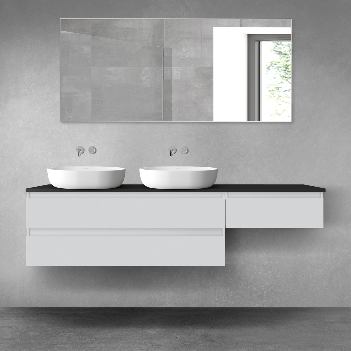 Oltens Vernal zestaw mebli łazienkowych 180 cm z blatem szary mat/czarny mat 68618700 - Wysyłka w 24h