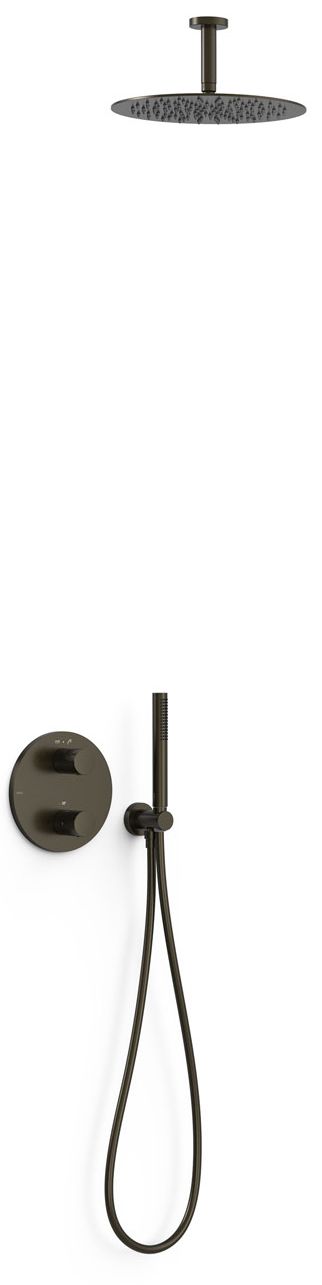 Tres Therm-Box zestaw prysznicowy podtynkowy termostatyczny z deszczownicą czarny brąz 26225003KMB