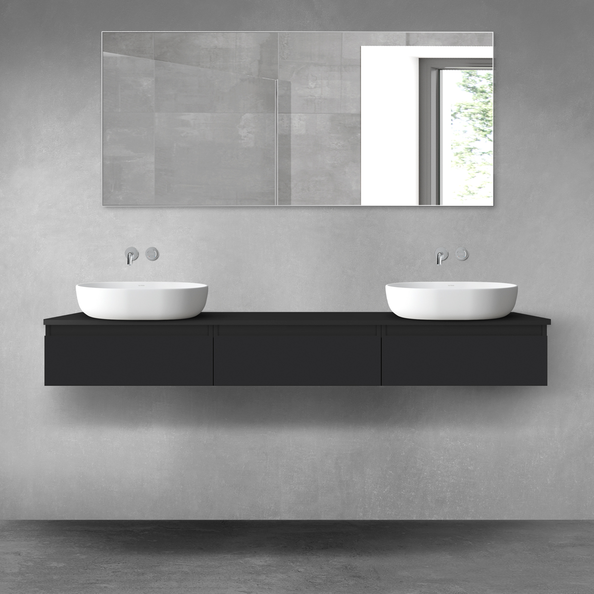 Oltens Vernal zestaw mebli łazienkowych 180 cm z blatem czarny mat 68487300 - Wysyłka w 24h