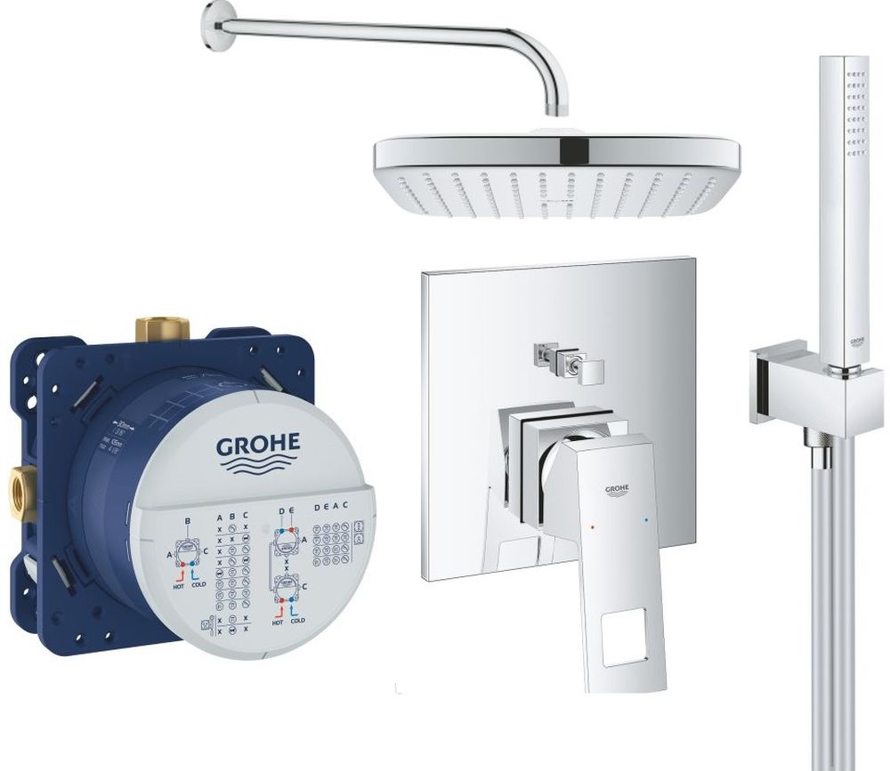 Grohe Eurocube zestaw prysznicowy podtynkowy z deszczownicą chrom (24062000, 35600000, 26695000, 27851000, 26405000) - Wysyłka w 24h
