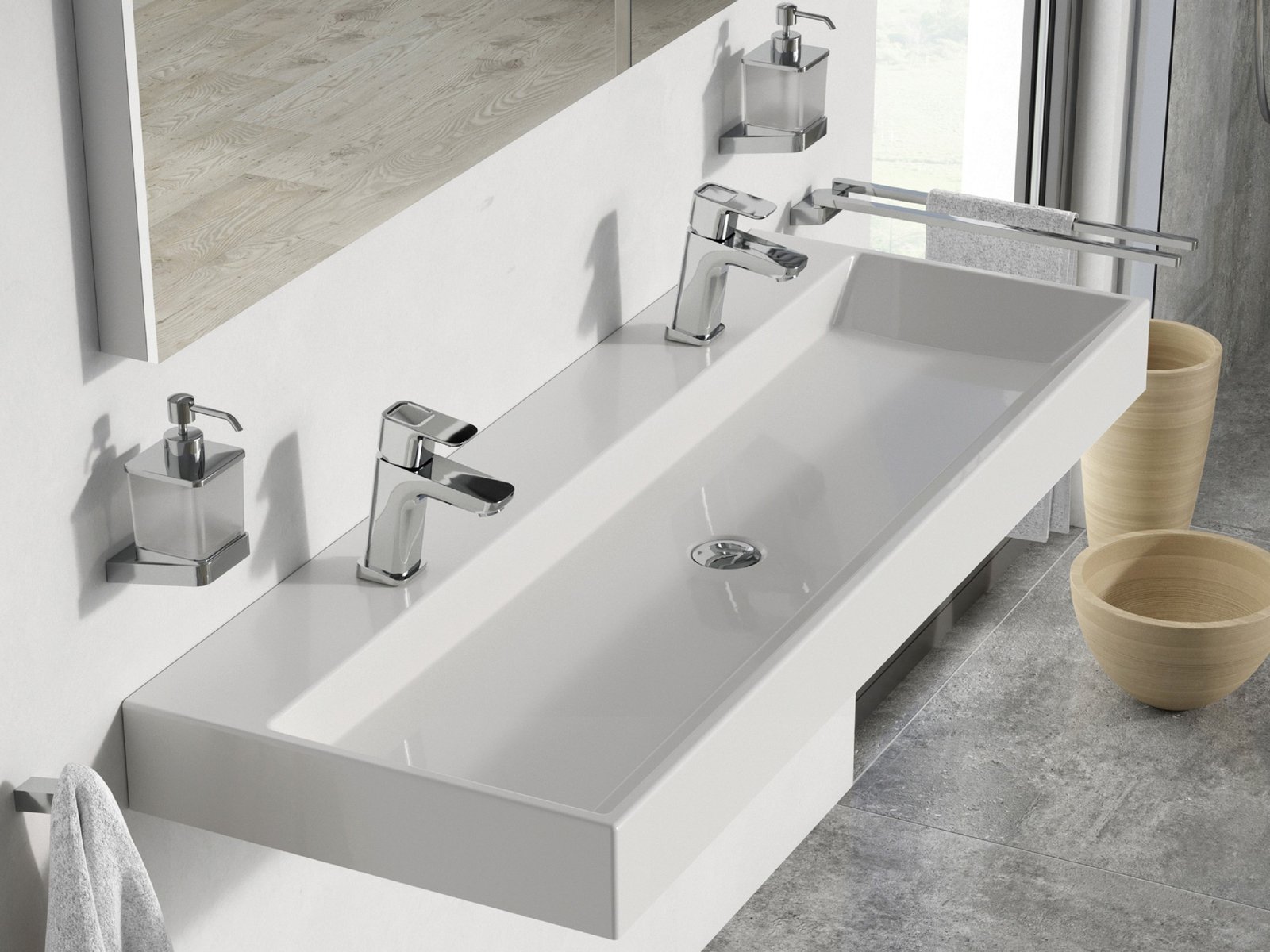 Ravak Natural Duo 1200 umywalka 120x45 cm ścienna biała XJO01212000