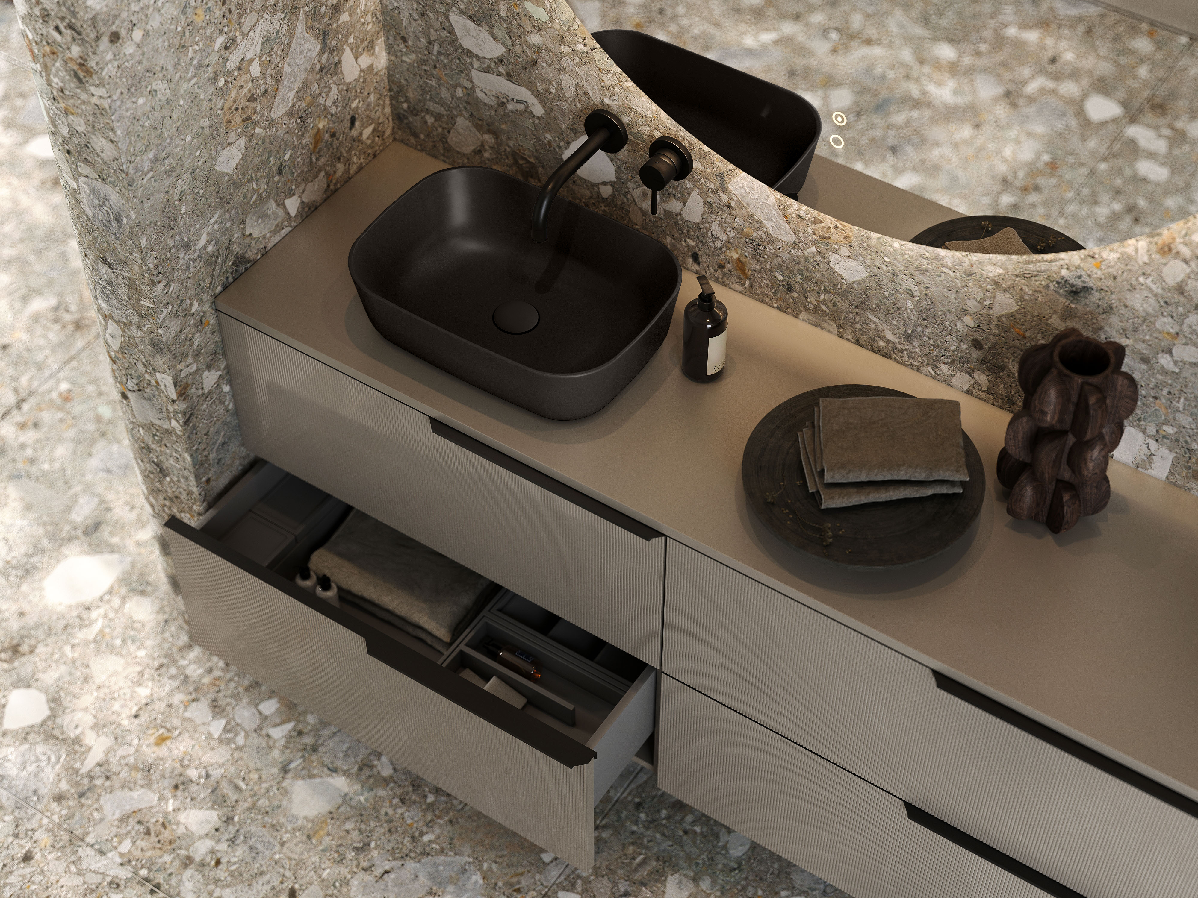 Elita Reni umywalka 45,5x32,5 cm prostokątna nablatowa black matt RE040460037160