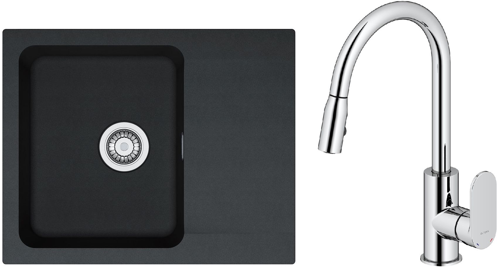 Zestaw Franke Orion OID 611-62 zlewozmywak 62x50 cm z baterią kuchenną Oltens Lista onyx/chrom (1140286441, 35202100) - Wysyłka w 24h