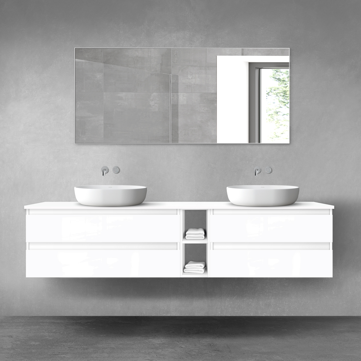 Oltens Vernal zestaw mebli łazienkowych 200 cm z blatem biały połysk 68641000 - Wysyłka w 24h