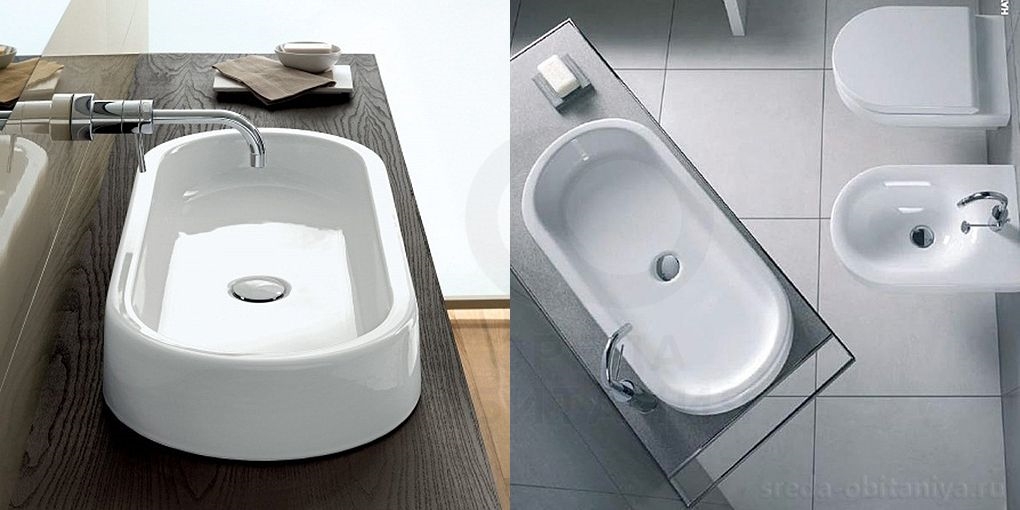 Hatria Area umywalka 80x35 cm nablatowa owalna biała Y0UF01