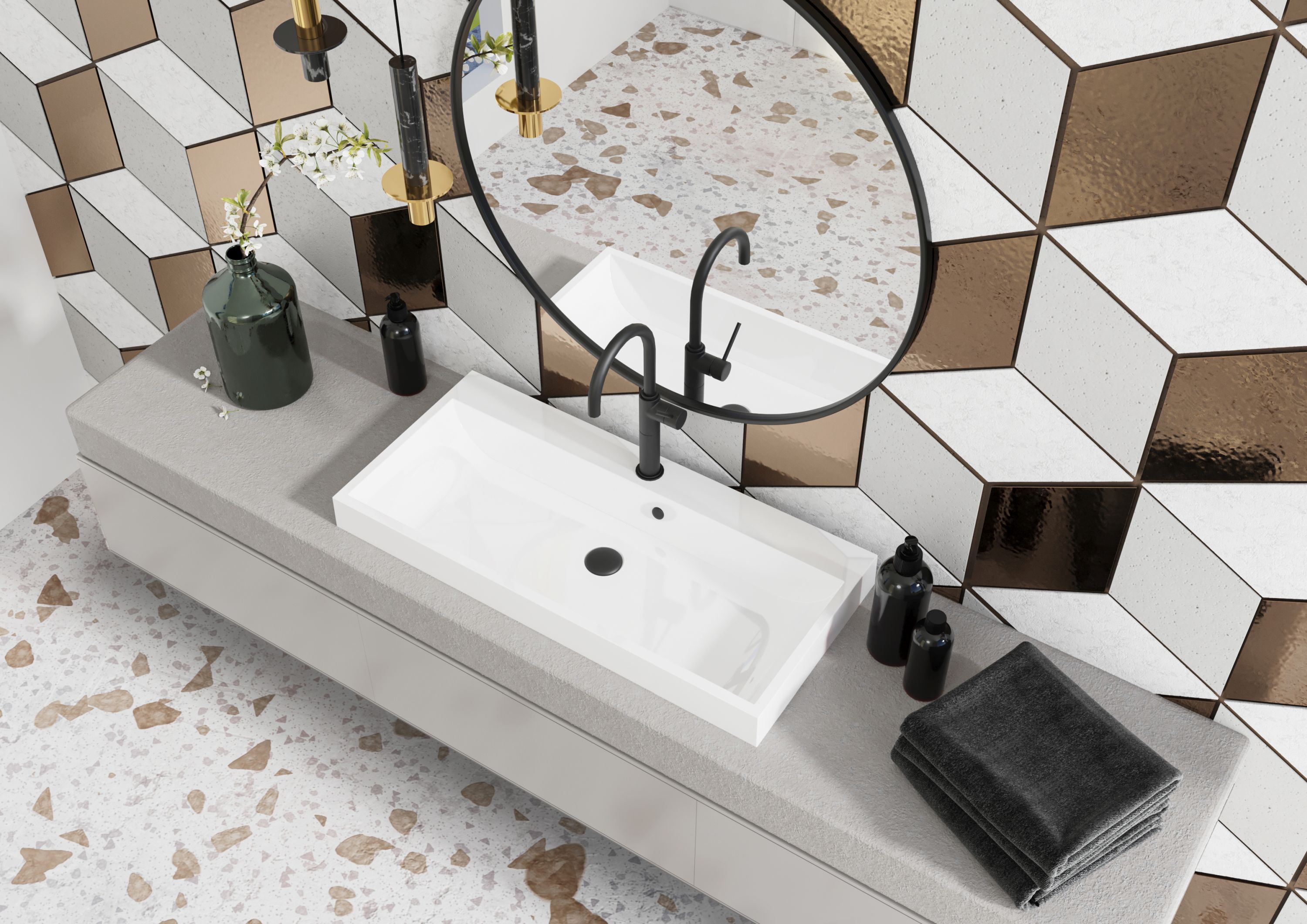 Miraggio Varna umywalka 89,7x41,7 cm nablatowa prostokątna biały połysk 0000260