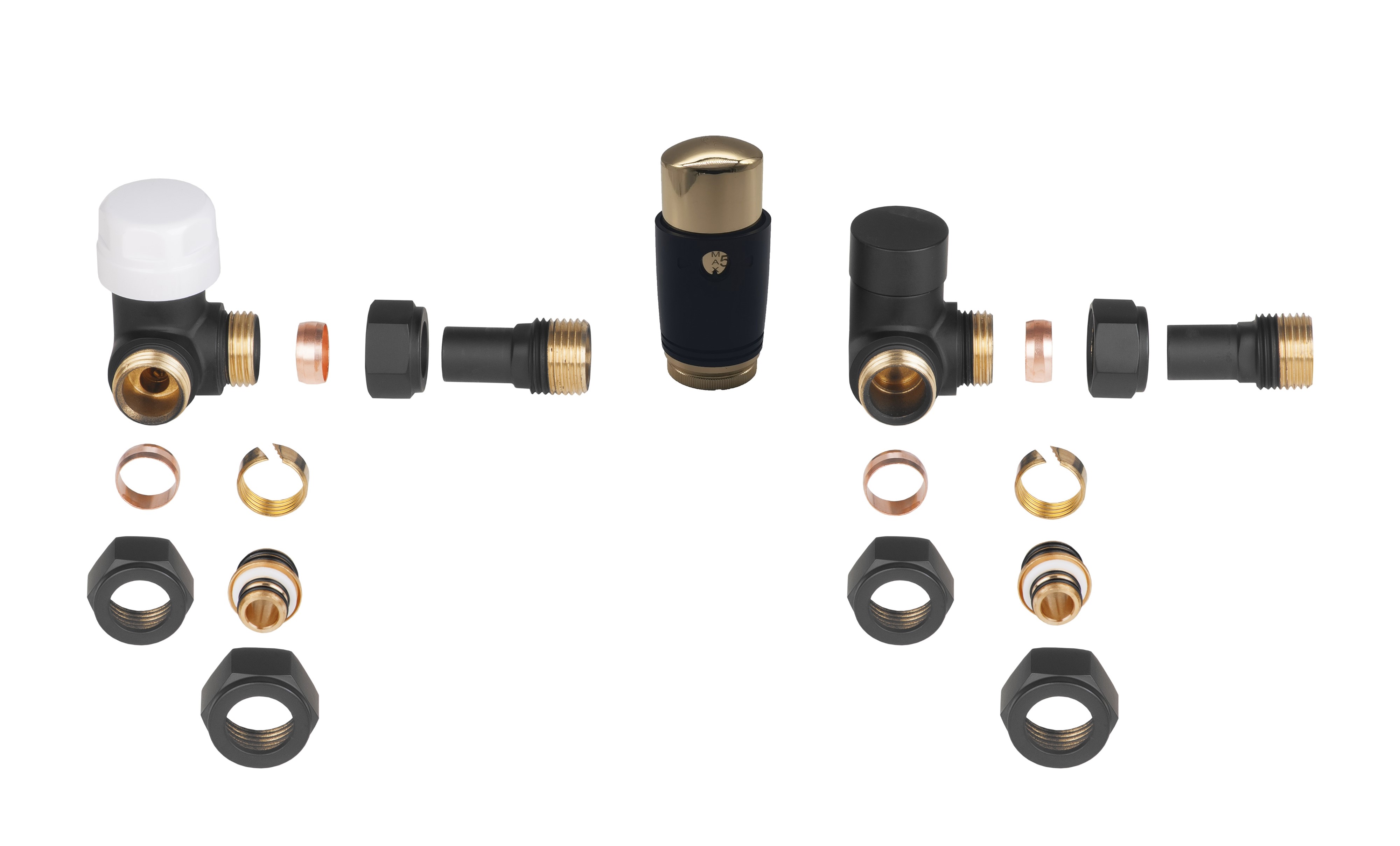 Invena PROV zawór termostatyczny osiowy kolor czarny mat/złoty CD-25-Z15