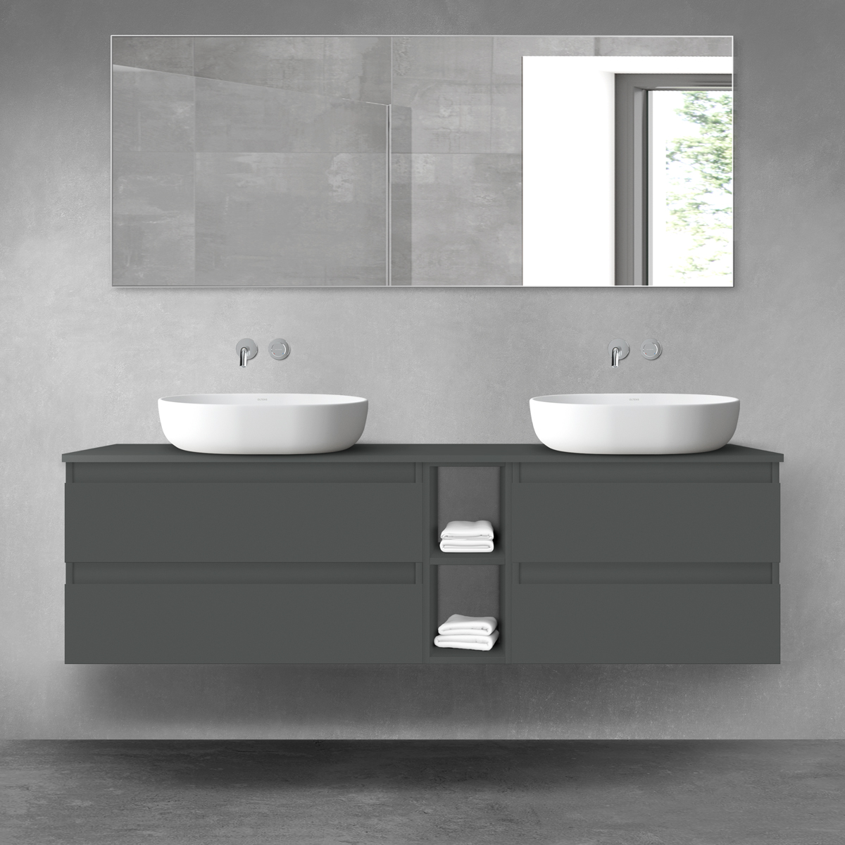 Oltens Vernal zestaw mebli łazienkowych 160 cm z blatem grafit mat 68633400 - Wysyłka w 24h