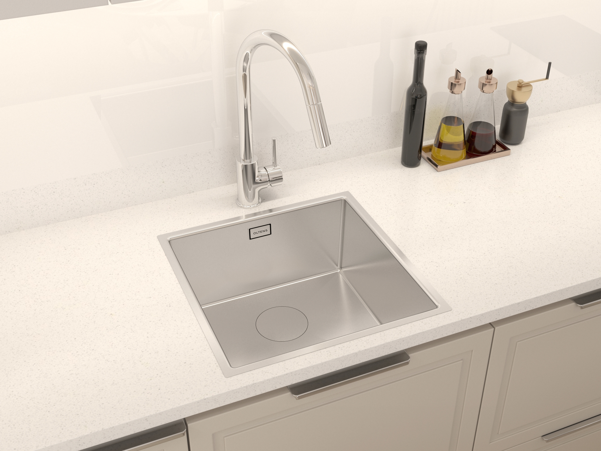 Oltens Hydda zlewozmywak stalowy 44x44 cm 1 komorowy stal szlachetna polerowana 71103100 - Wysyłka w 24h