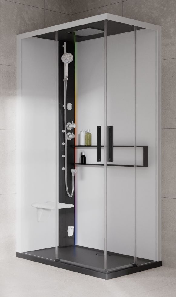 Novellini Glax 2 2.0 A kabina z hydromasażem 90x70 cm lewa parowa z brodzikiem czarna G22A9079ST5-1HU