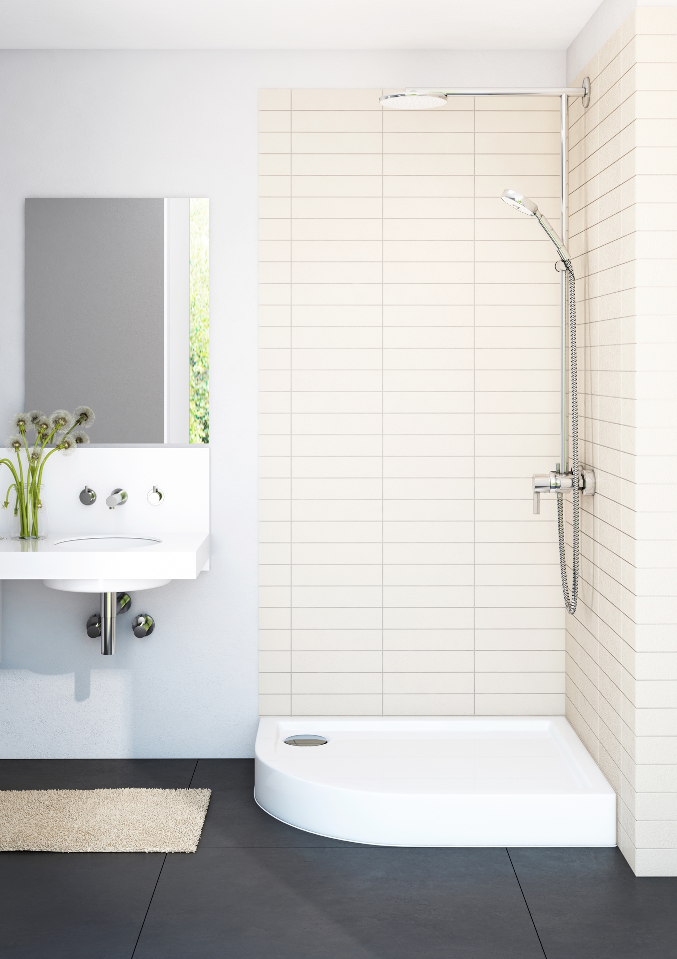 Schedpol Competia brodzik 100x100 cm półokrągły biały 3.0165