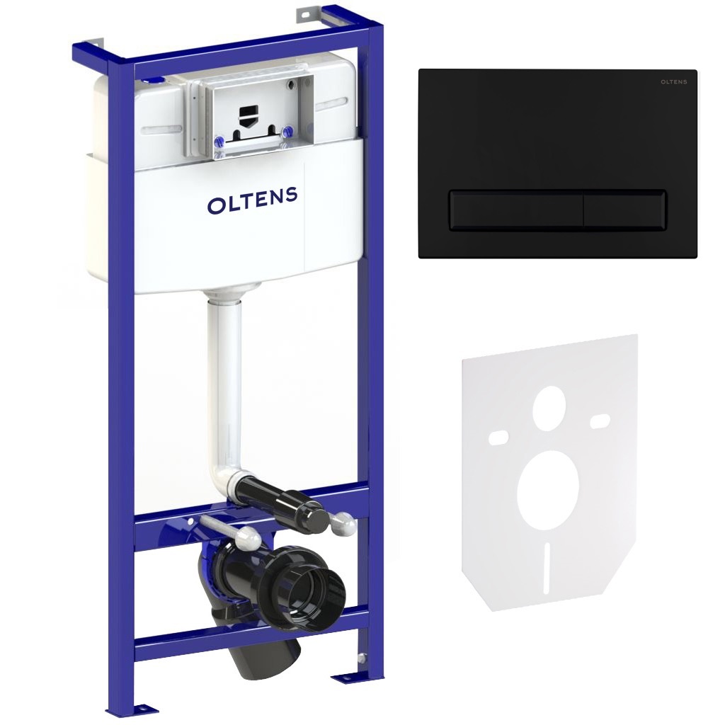 Oltens Triberg Torne zestaw 5w1 stelaż podtynkowy z przyciskiem spłukującym czarny mat (50001000, 57103300, 49301000) - Wysyłka w 24h