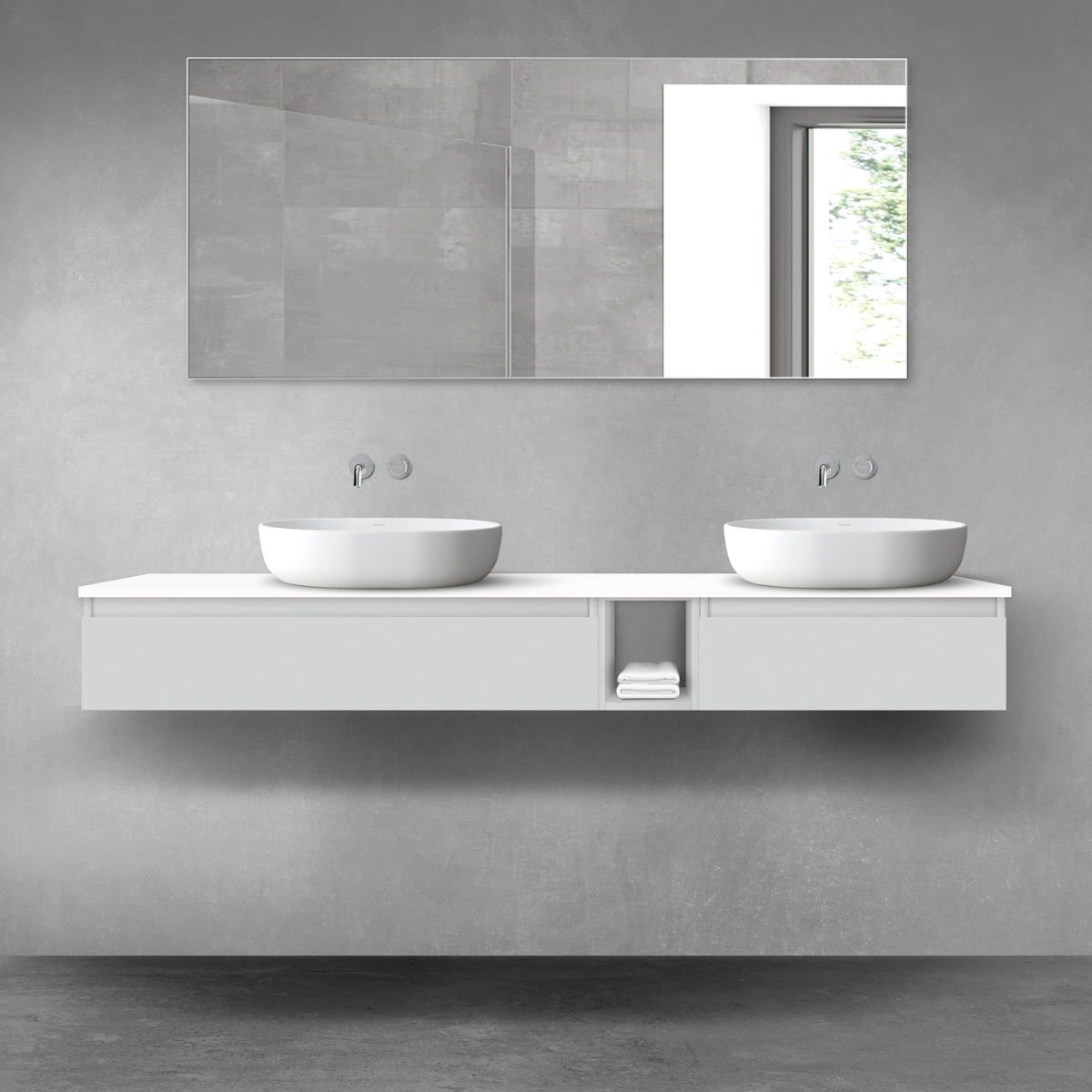 Oltens Vernal zestaw mebli łazienkowych 180 cm z blatem szary mat/biały połysk 68659700 - Wysyłka w 24h