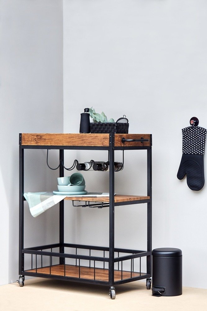 Wenko Rustico regał kuchenny z kółkami brązowy/czarny 54125100 - Wysyłka w 24h