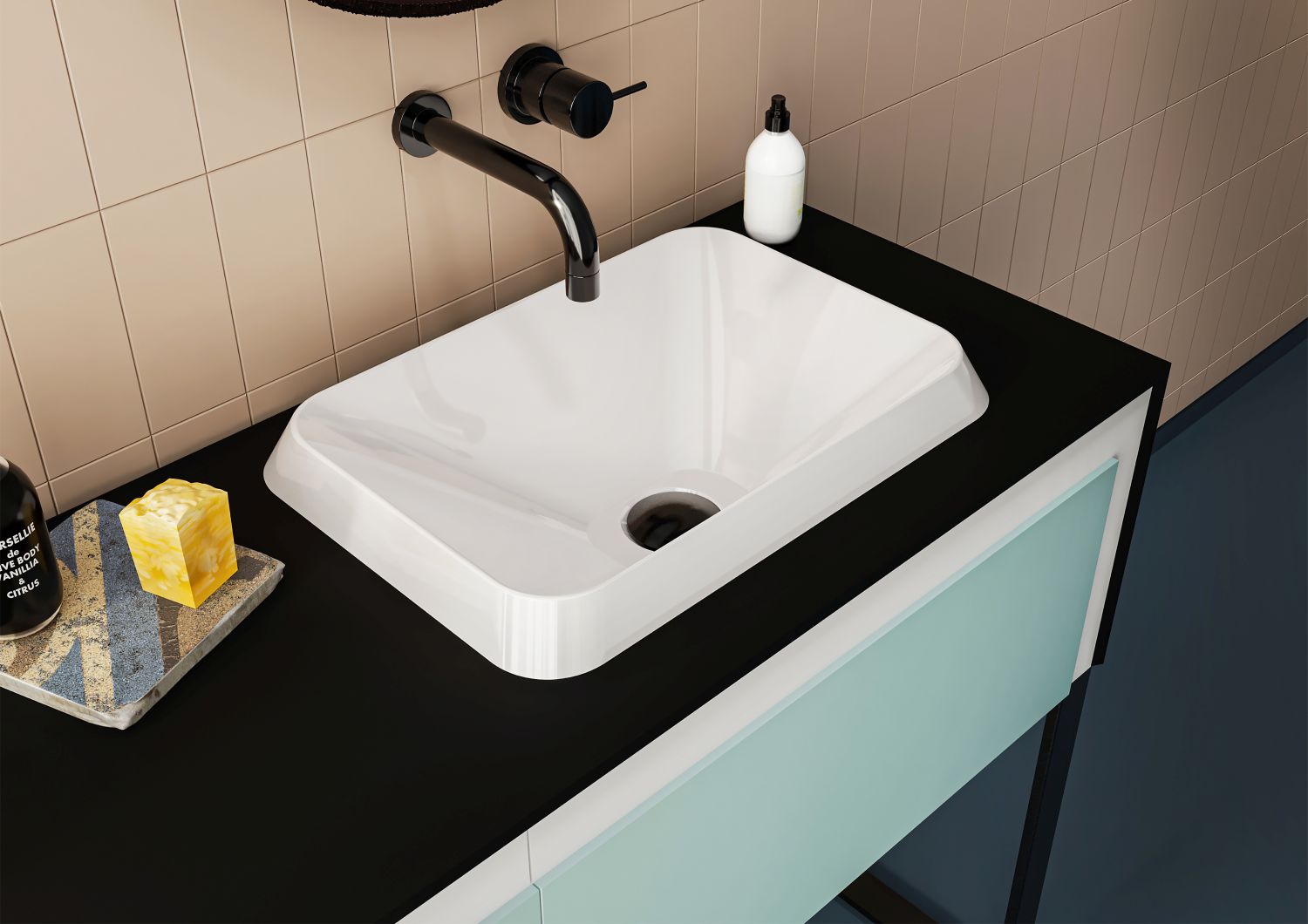 Miraggio Albena umywalka 44x31 cm wpuszczana prostokątna biały połysk 0000155