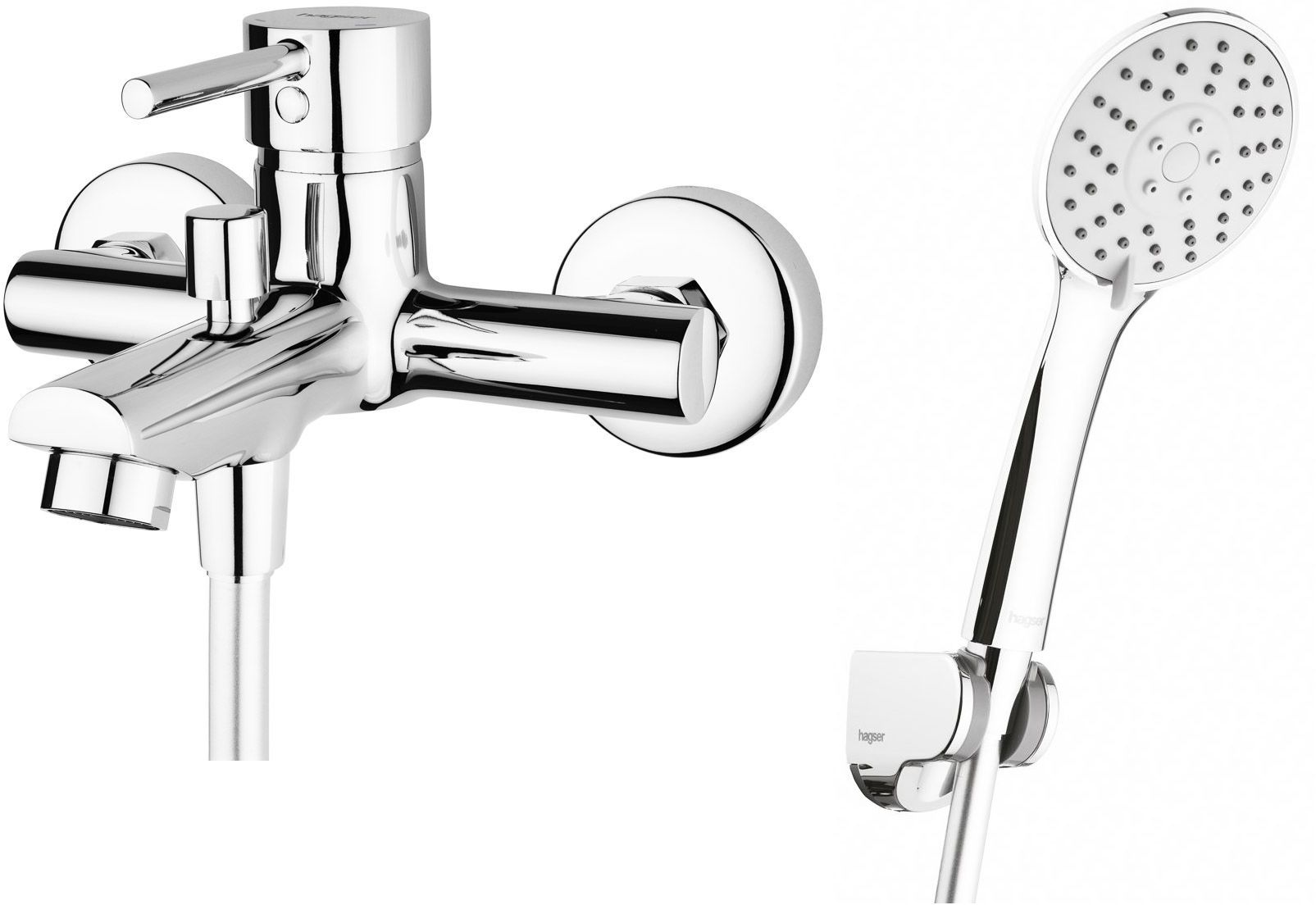 Zestaw Hagser Lisa bateria wannowo-prysznicowa ścienna z kompletem natryskowym Lara Birgit chrom HGR31000036 - Wysyłka w 24h