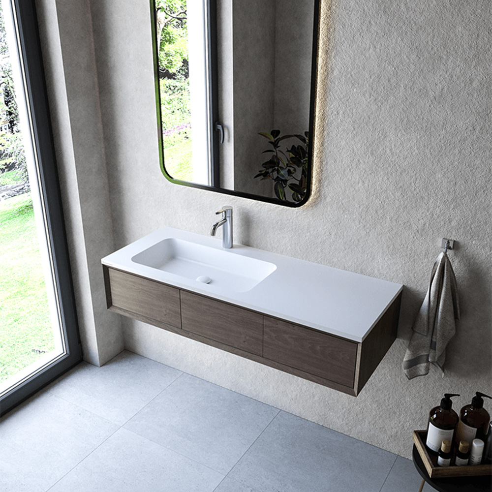 Cristalstone Linea Simpla umywalka 120x45 cm wpuszczana prostokątna biały U1200-MBLOT/CR