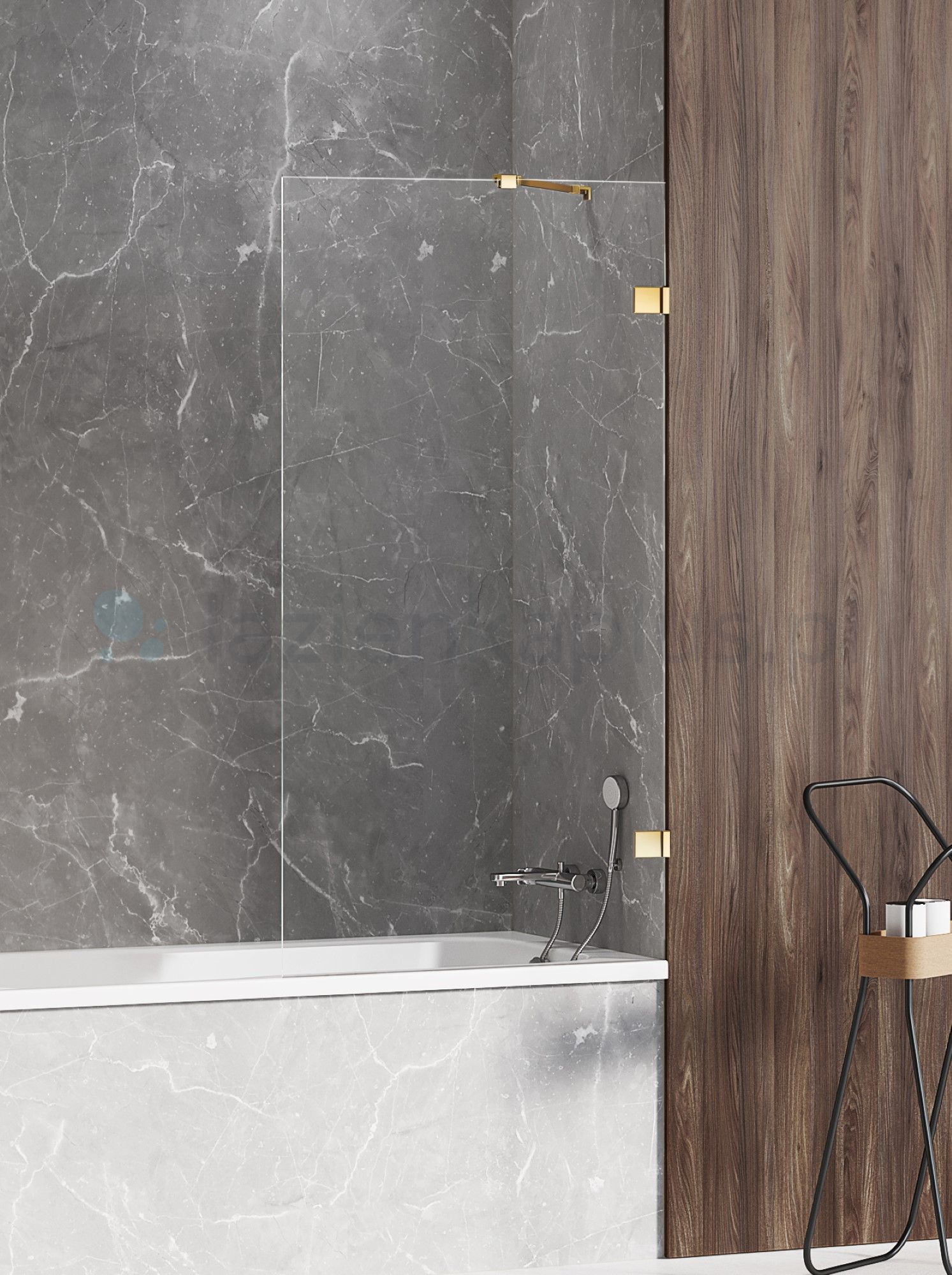 New Trendy Avexa Gold Shine parawan nawannowy 50 cm złoty połysk/szkło przezroczyste EXK-2170