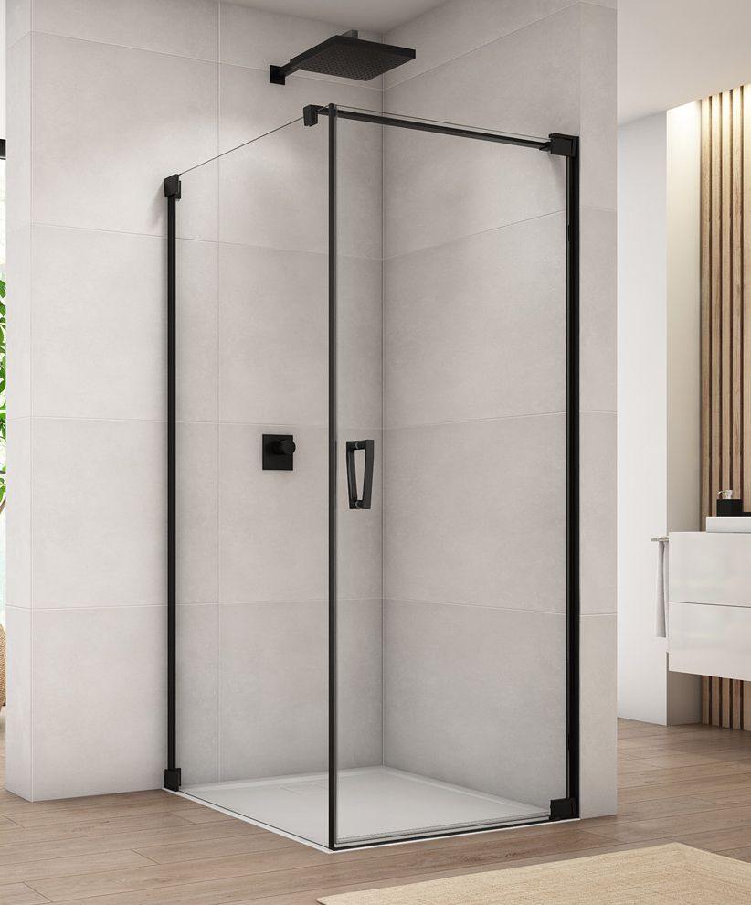SanSwiss Cadura ścianka prysznicowa 120 cm boczna czarny mat/szkło przezroczyste CAT11200607