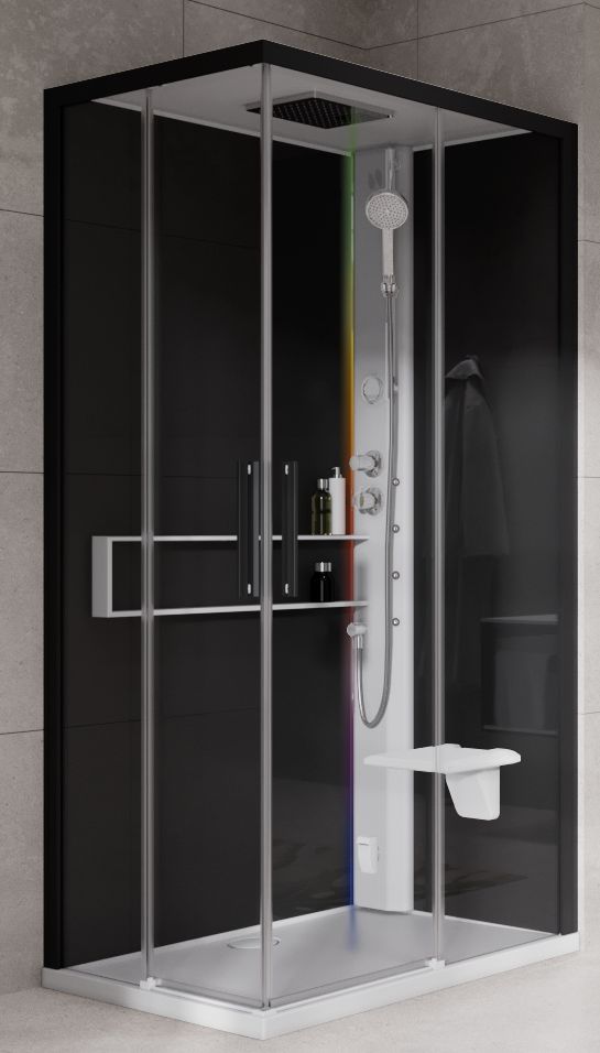 Novellini Glax 2 2.0 A kabina z hydromasażem 80x80 cm parowa z brodzikiem biała G22A80T5-1UH