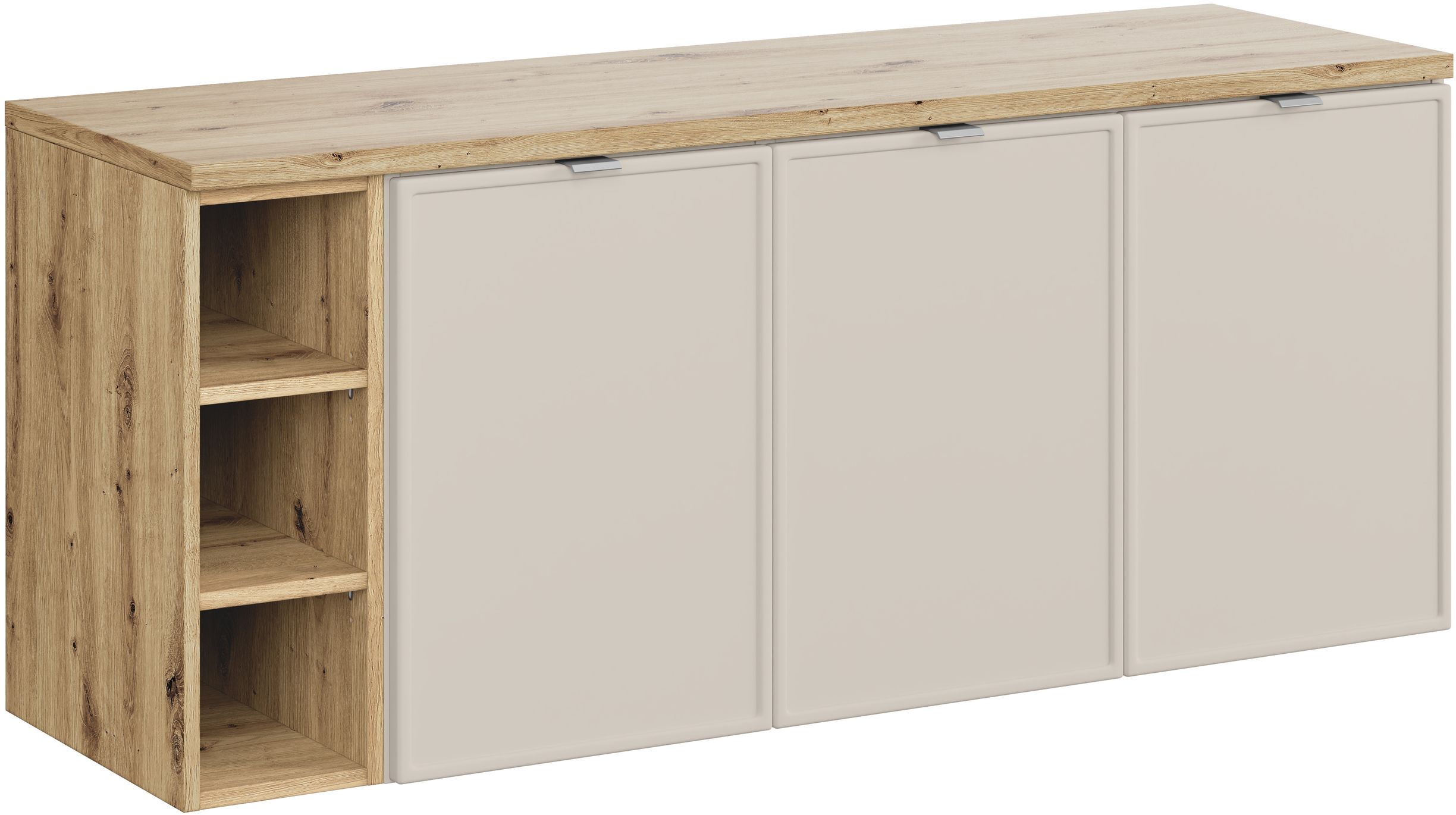 Zestaw Comad Bella Cashmere szafka 140 cm podumywalkowa wisząca kaszmir z blatem dąb SET-BC B ARTISAN 140CM R