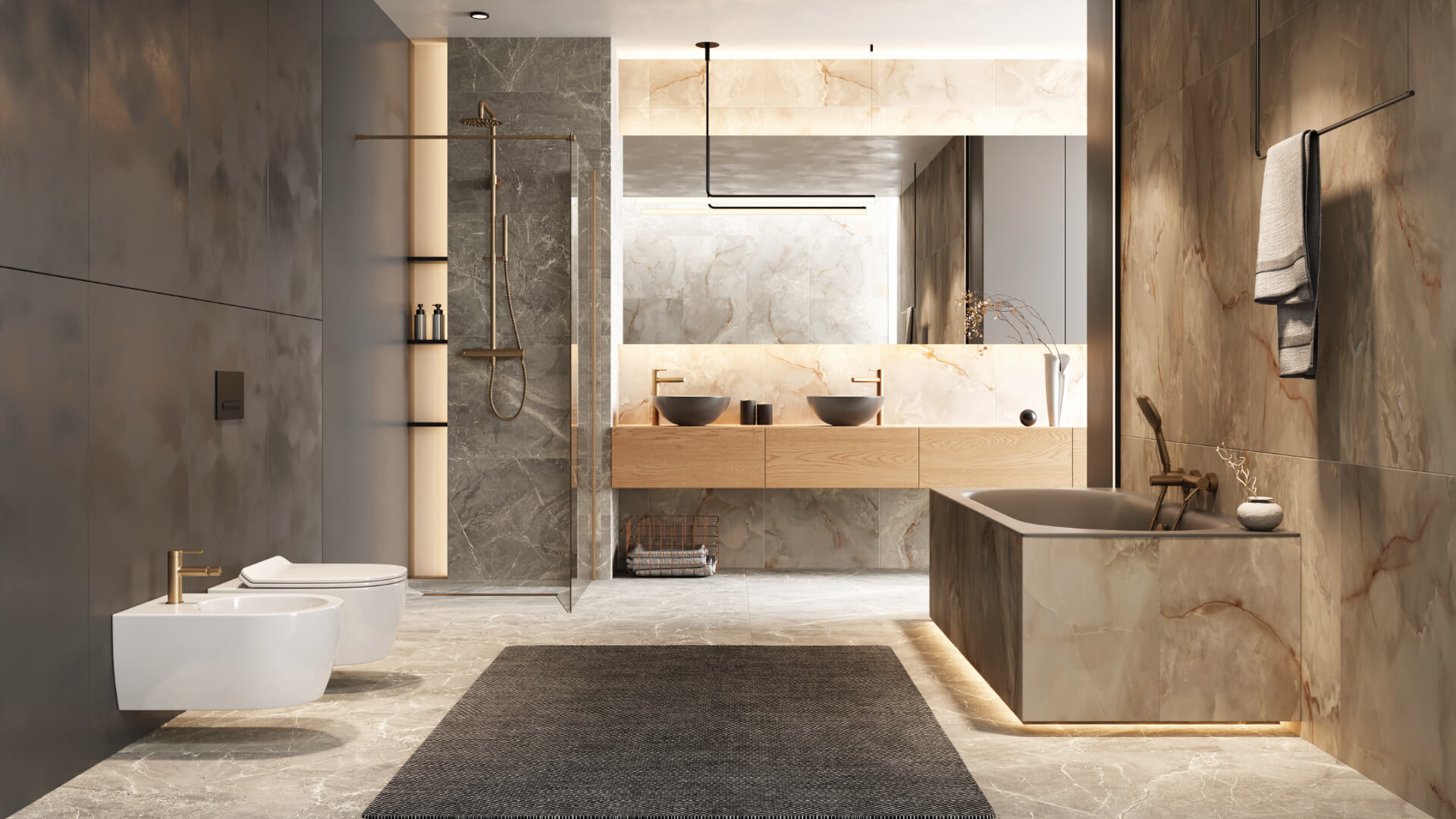 Excellent Vidoq ścianka prysznicowa walk-in 90 cm miedź szczotkowana/szkło przezroczyste KAEX.1506.900.LP.CB