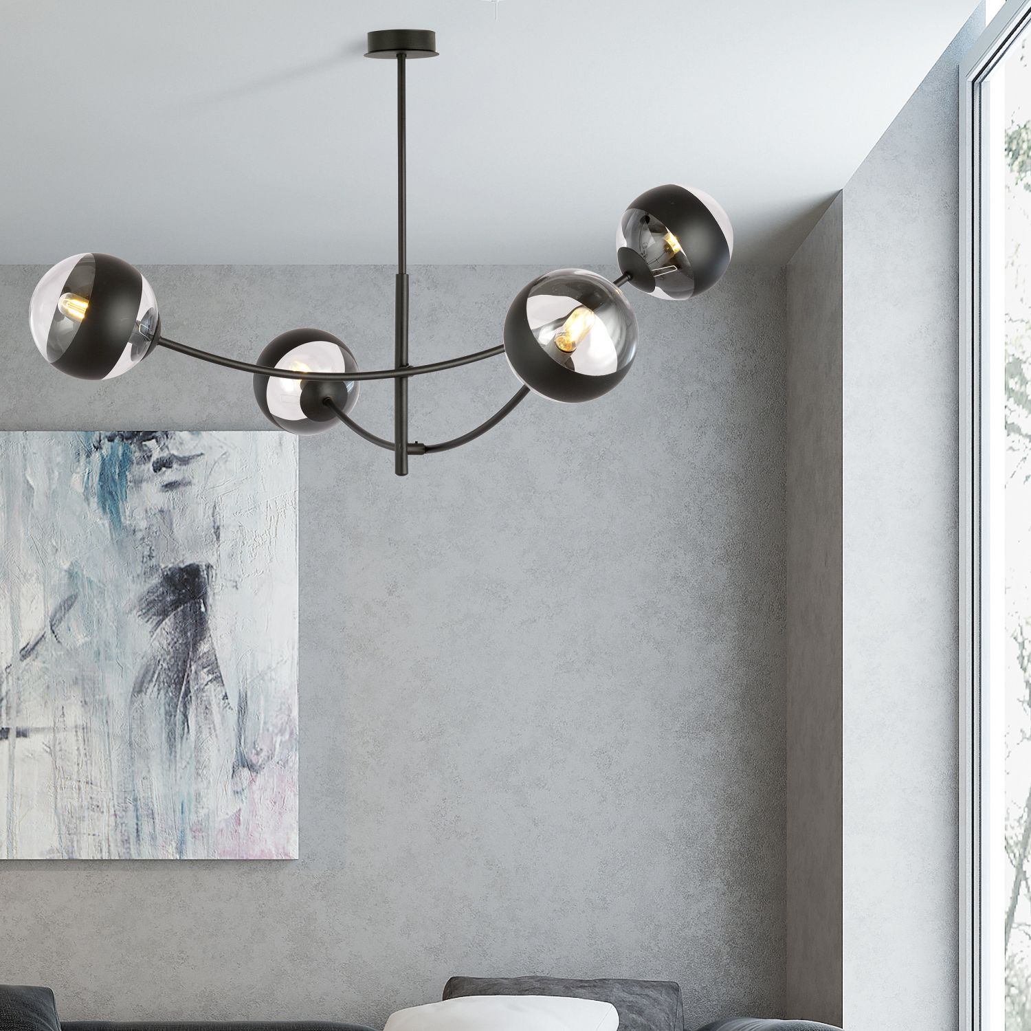 Emibig Hunter Stripe lampa podsufitowa 4x10 W czarna-przezroczysta 1101/4