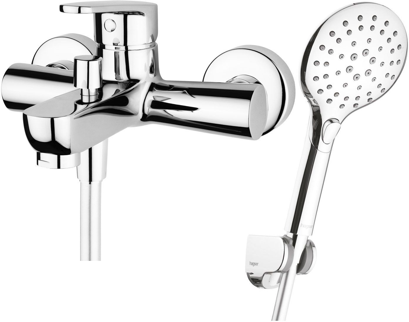 Zestaw Hagser Della bateria wannowo-prysznicowa ścienna z kompletem natryskowym Andrea Birgit chrom HGR46000036 - Wysyłka w 24h