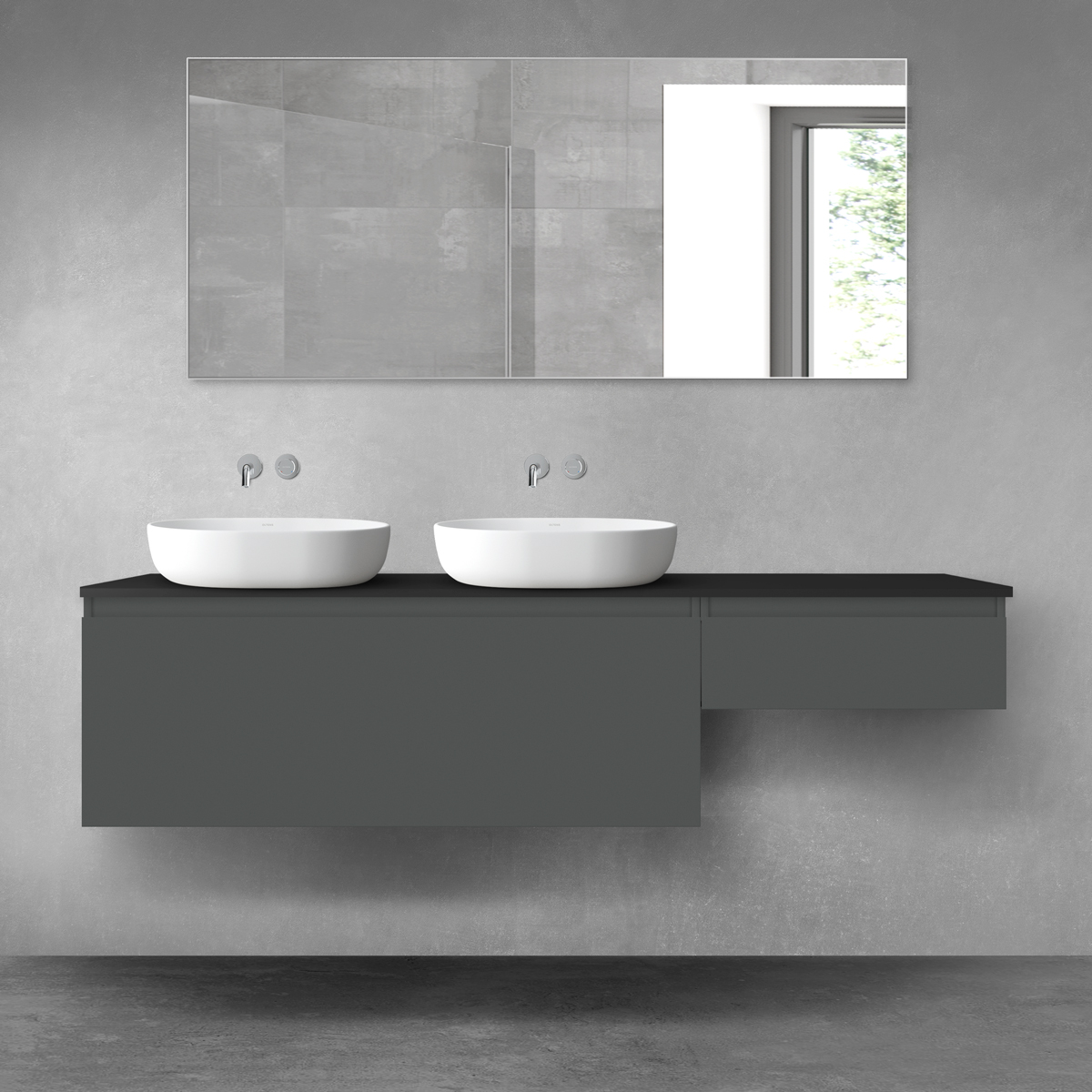 Oltens Vernal zestaw mebli łazienkowych 180 cm z blatem grafit mat/czarny mat 68620400 - Wysyłka w 24h