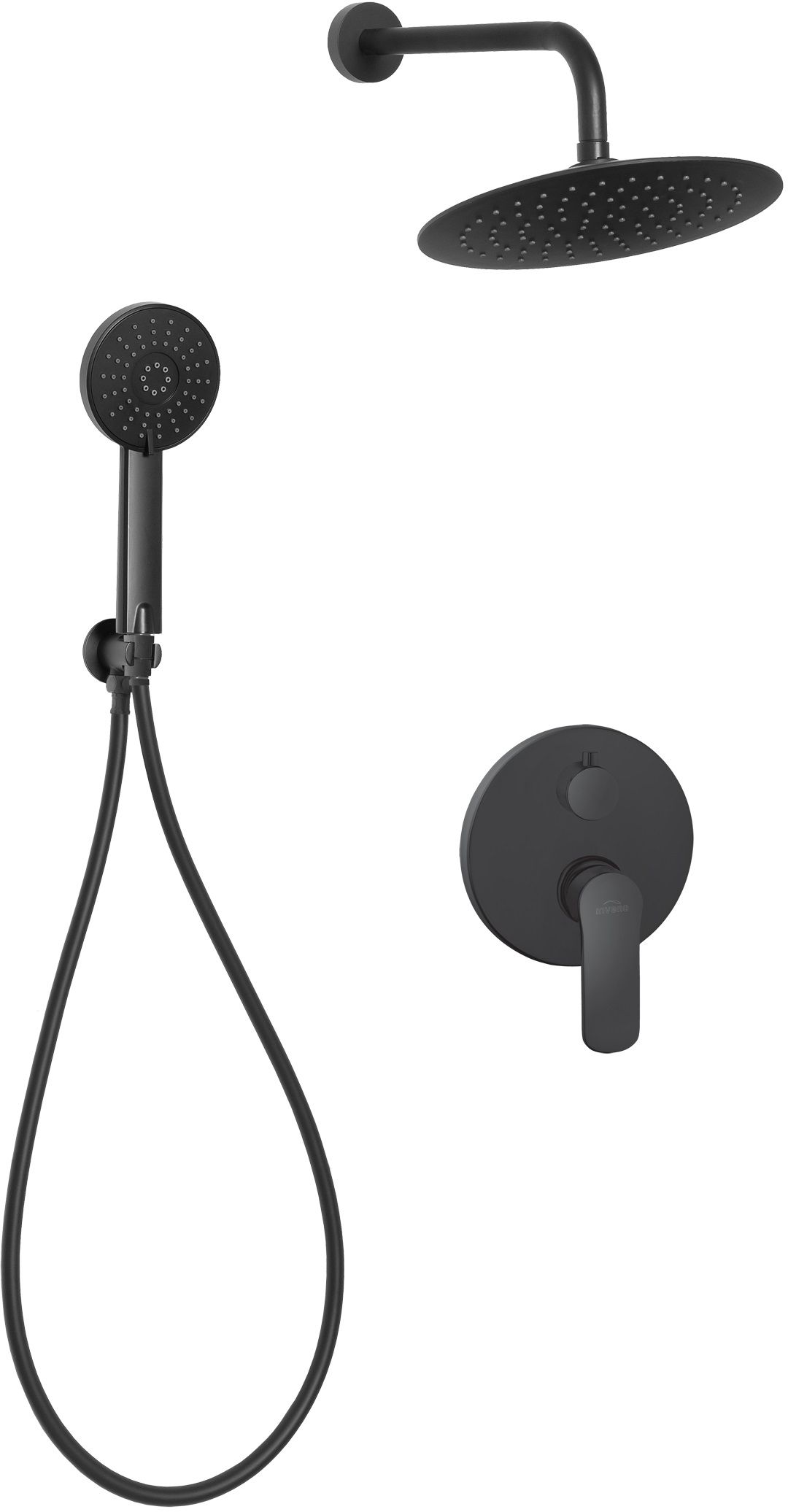 Invena Siros Black zestaw prysznicowy podtynkowy z deszczownicą czarny BS-90-013