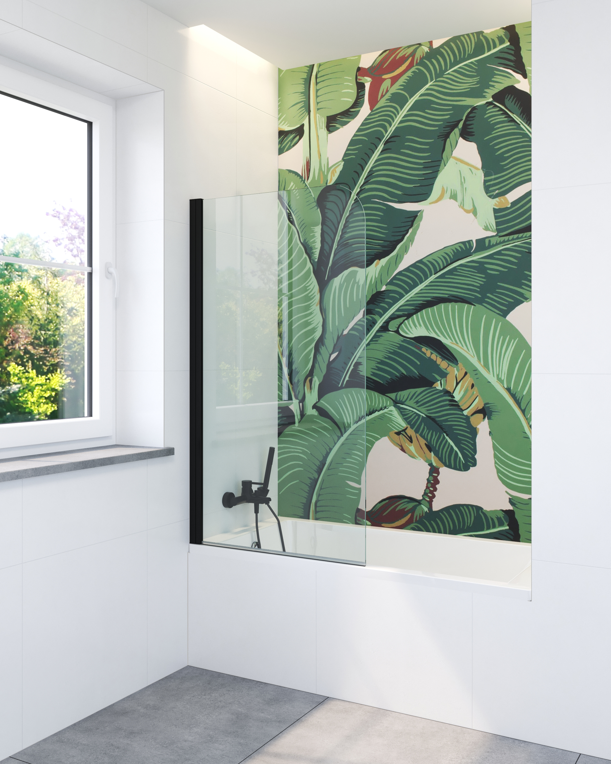 Hagser Anke I parawan nawannowy 70 cm 1-częściowy czarny mat/szkło przezroczyste HGR50000023 - Wysyłka w 24h