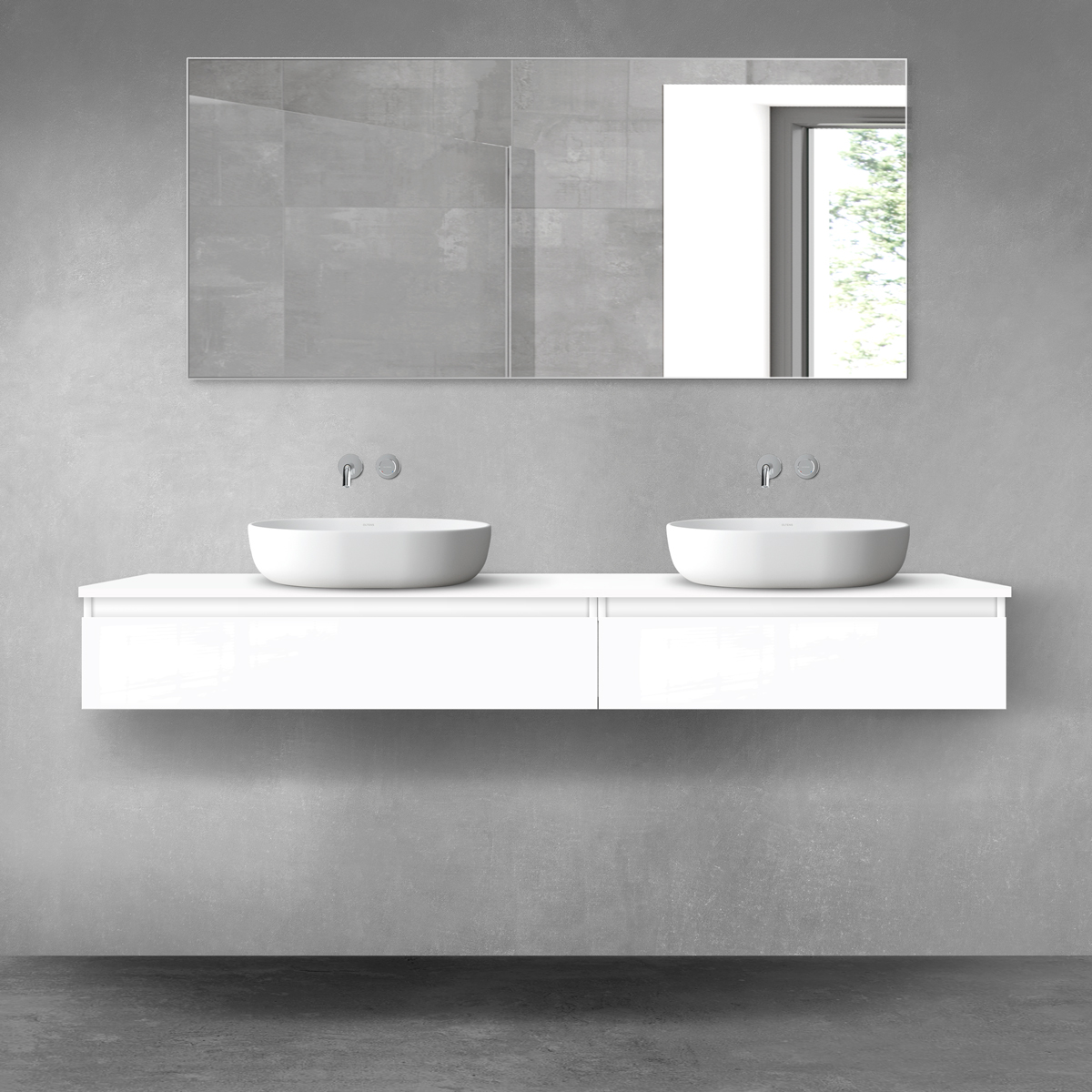 Oltens Vernal zestaw mebli łazienkowych 180 cm z blatem biały połysk 68555000 - Wysyłka w 24h