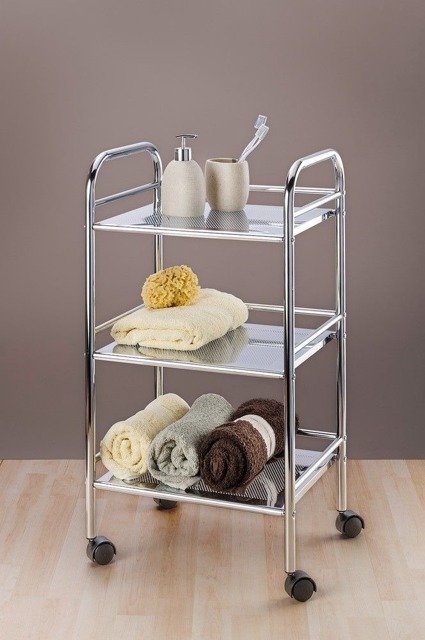 Wenko Exclusiv regał łazienkowy z kółkami stojący srebrny 12285100 - Wysyłka w 24h