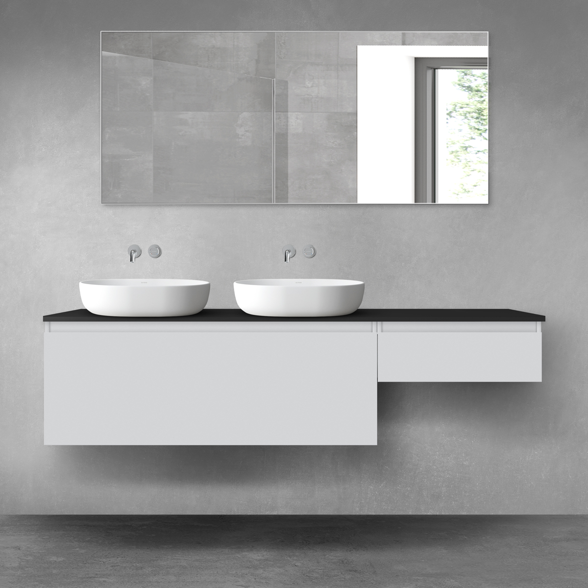 Oltens Vernal zestaw mebli łazienkowych 180 cm z blatem szary mat/czarny mat 68620700 - Wysyłka w 24h