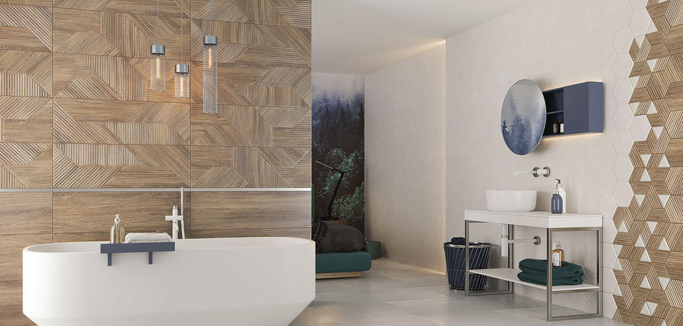 Paradyż Woodskin płytka ścienna 29,8x89,8 cm STR B drewno brązowy mat