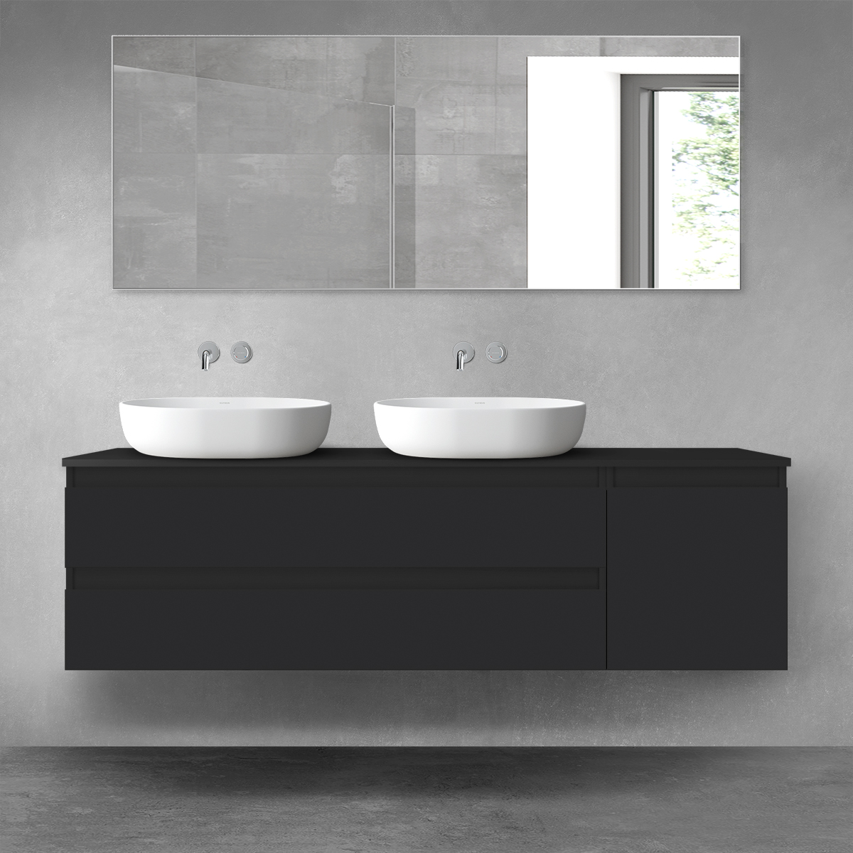 Oltens Vernal zestaw mebli łazienkowych 160 cm z blatem czarny mat 68479300 - Wysyłka w 24h