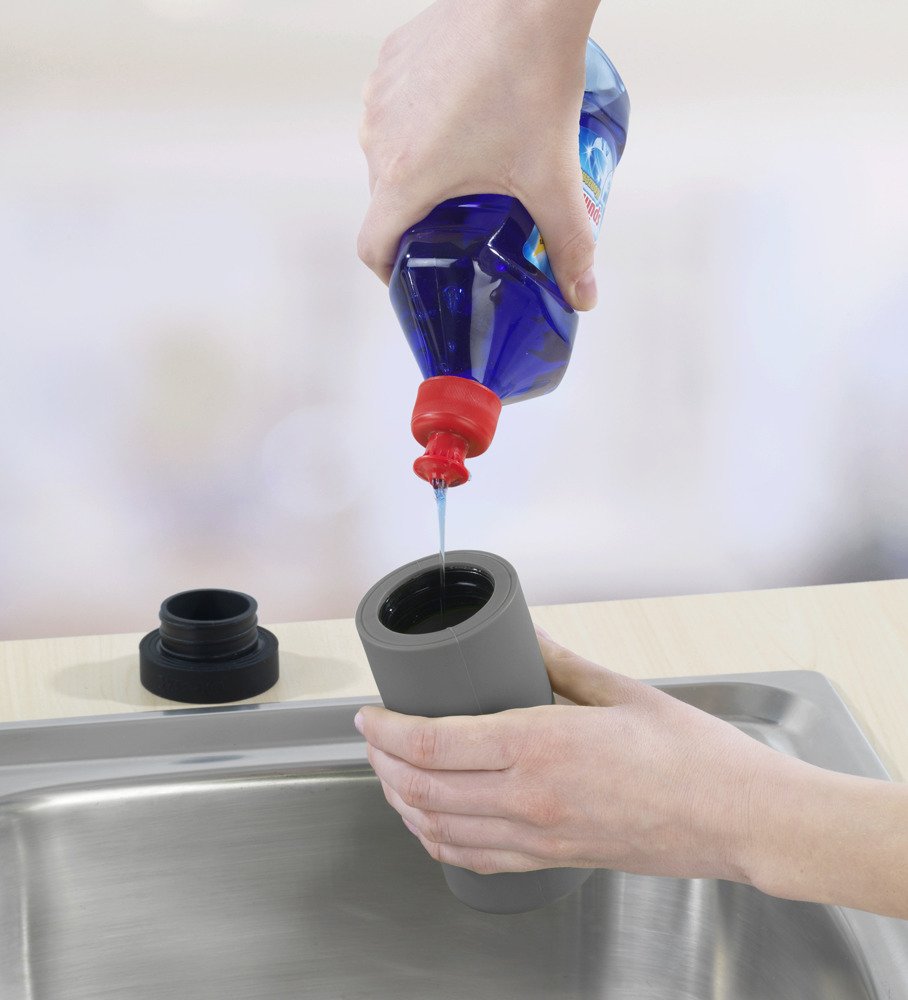 Wenko Easy Squeez-e dozownik do płynu 250 ml stojący 2w1 szary 54680100