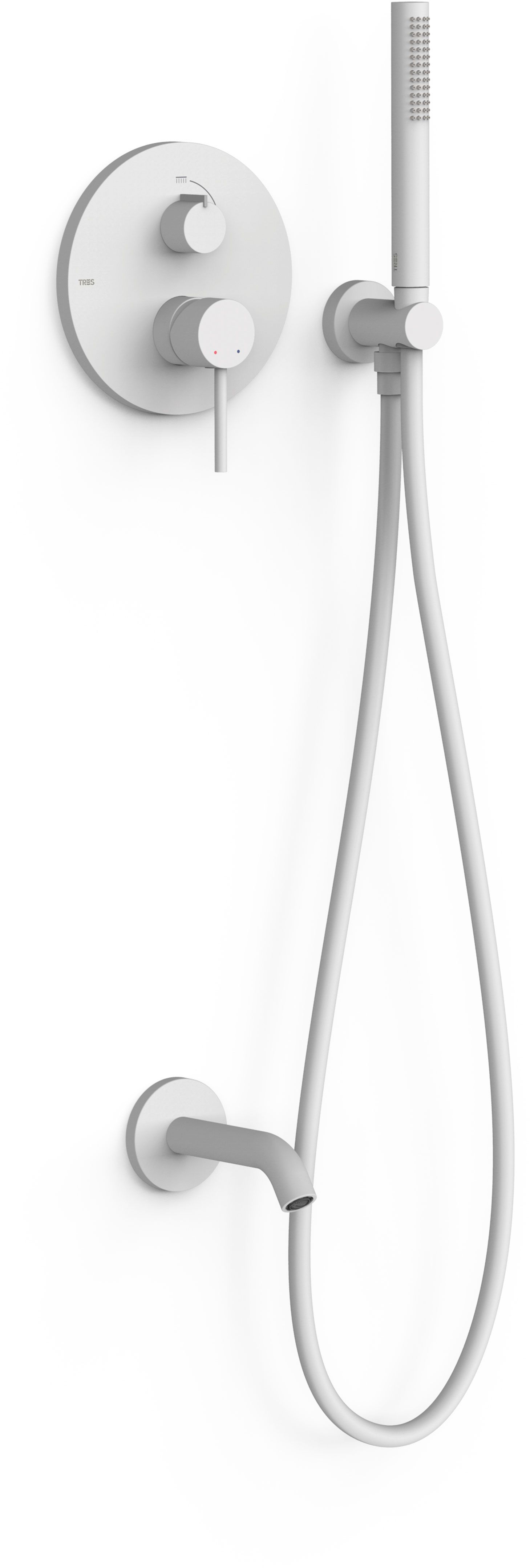 Tres Study Exclusive zestaw prysznicowy podtynkowy biały mat 26228006BM